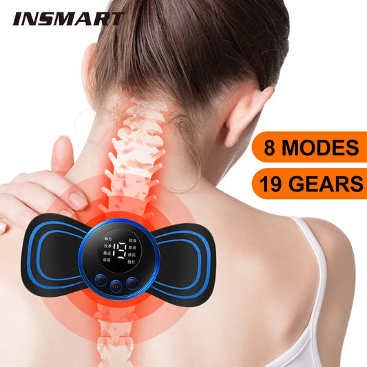 Electric Neck Massage Mini EMS Cervical Back Vertebra Massage Patch 8 Modes Relieve Relax Muscle Fatigue Tools